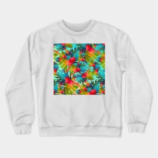 Bright Tropical Floral Print B Crewneck Sweatshirt